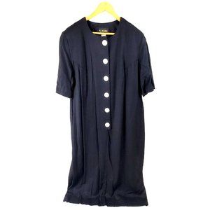 Vintage P.J. Klein Women's Size 16W Black Dress Large Button Front Short Sleeve